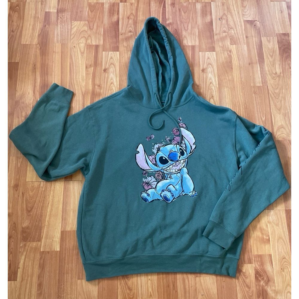 Disney Stitch Green Ohana Means Family Hoodie Size XL‎